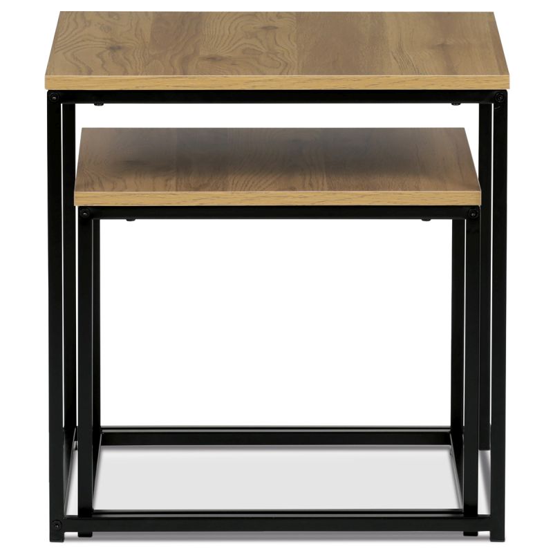 Set 2 ks odkladacích stolíkov, dekor divoký dub, čierny lak