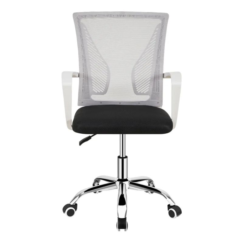 Kancelárske kreslo v štýlovom dizajne, sivá-čierna-biela-chróm