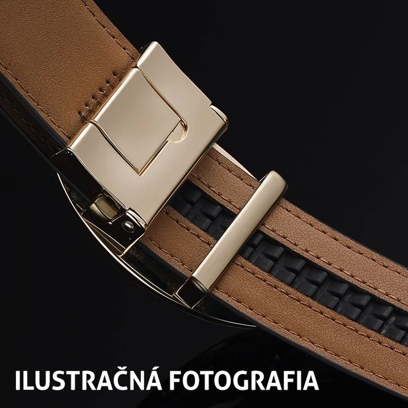 Kožený remeň pre opasky s automatickou prackou, šírka 3.5cm, tmavo hnedý dekor