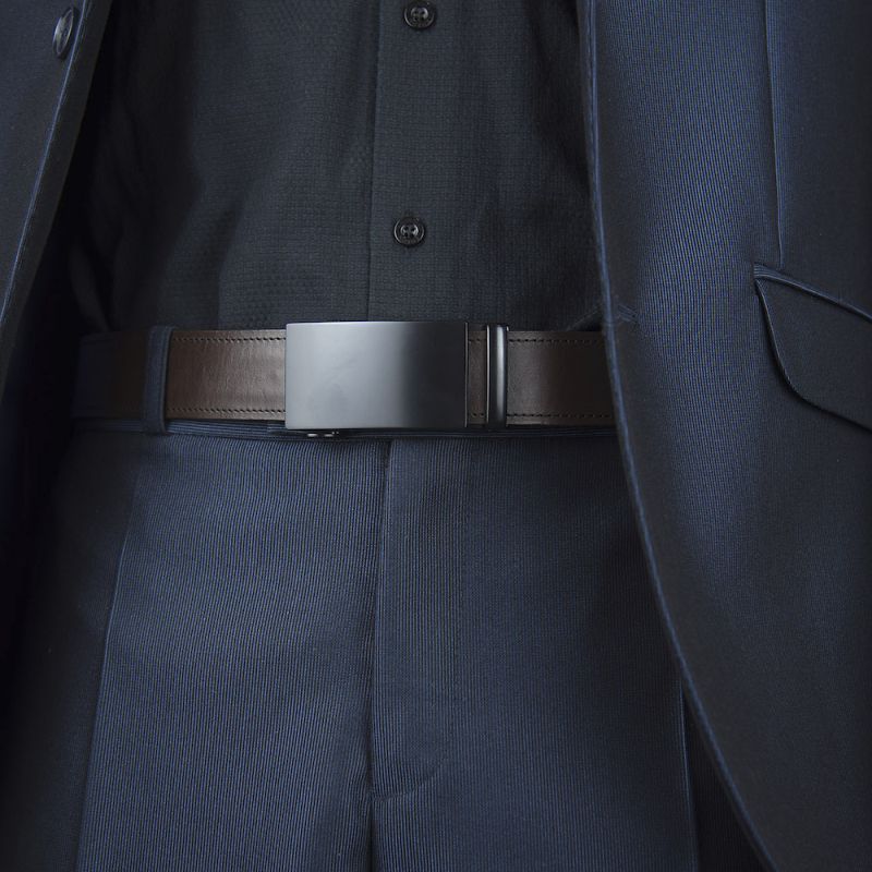 Kožený opasok s automatickou prackou CLEAR BLACK - Tmavo hnedá