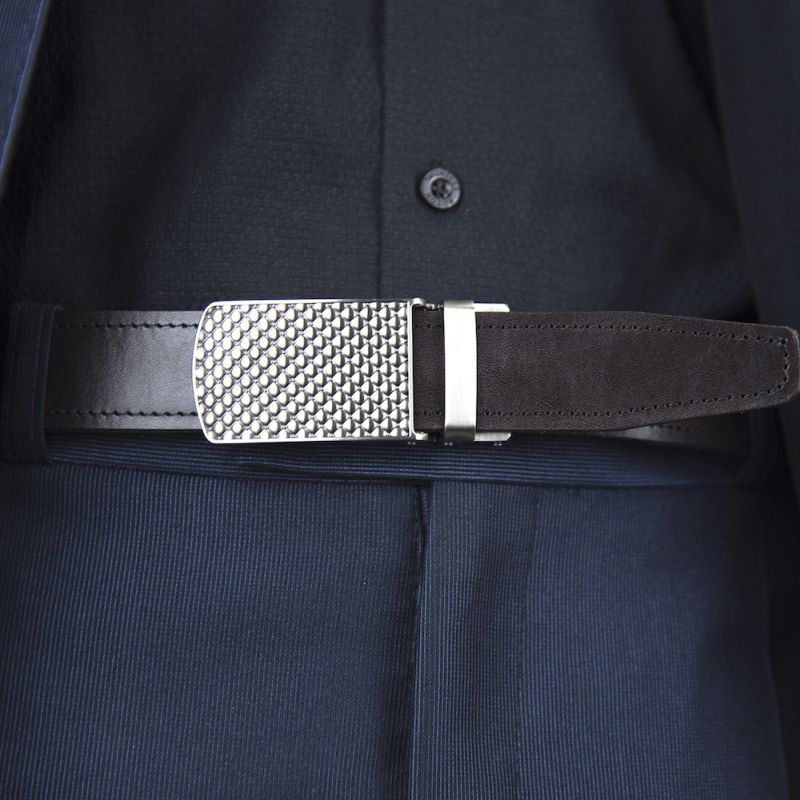 Kožený opasok s automatickou prackou FISHER - Tmavo hnedá