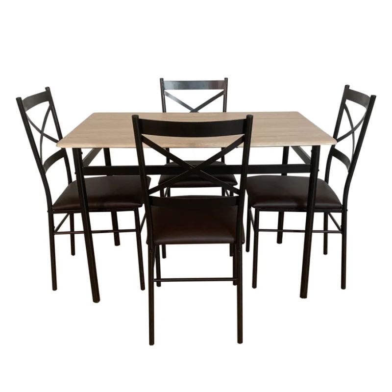 Jedálenský set 1+4, dub sonoma-čierna-hnedá