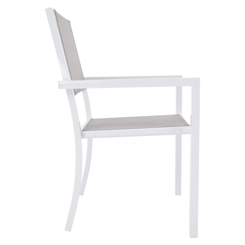 Záhradná stohovateľná stolička z umelej textílie v svetlosivej farbe