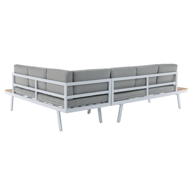 Záhradný set 2-dielny, biela oceľ-dub-svetlosivá