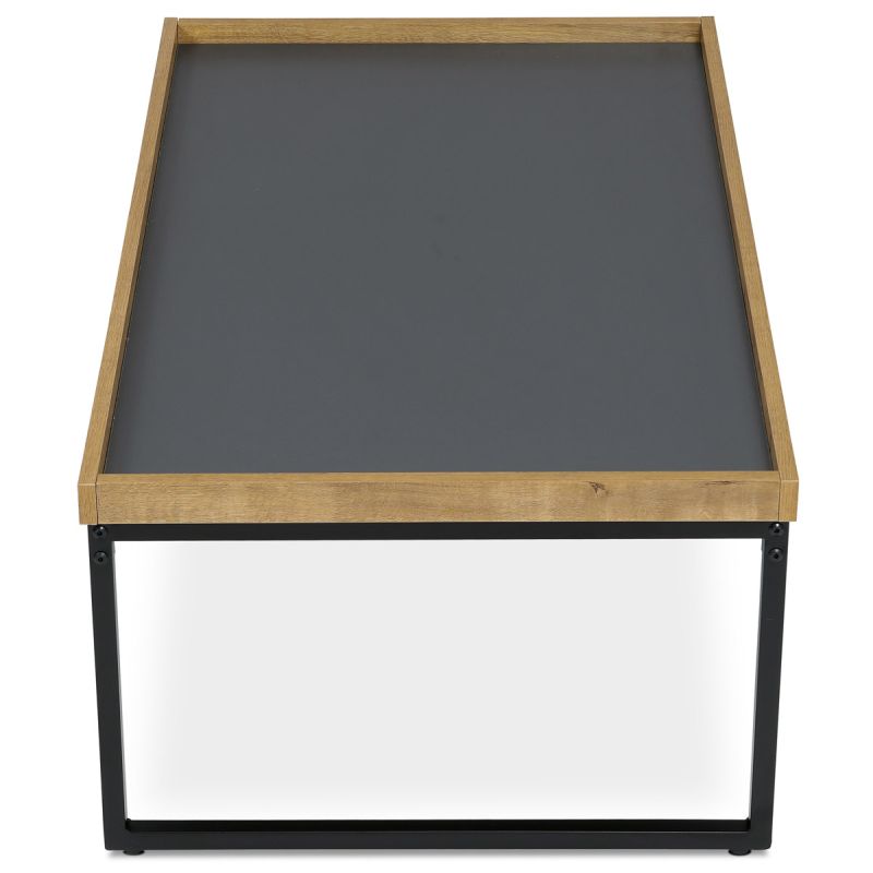 Konferenčný stolík, doska šedá s dekoratívnou hranou divoký dub, 100x60