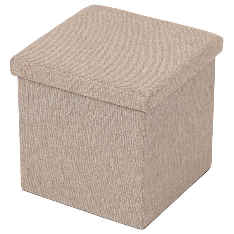 Taburet s úložným priestorom, látka krémová