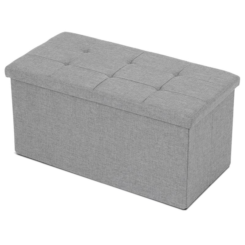 Taburetka s úložným priestorom, látka sivá