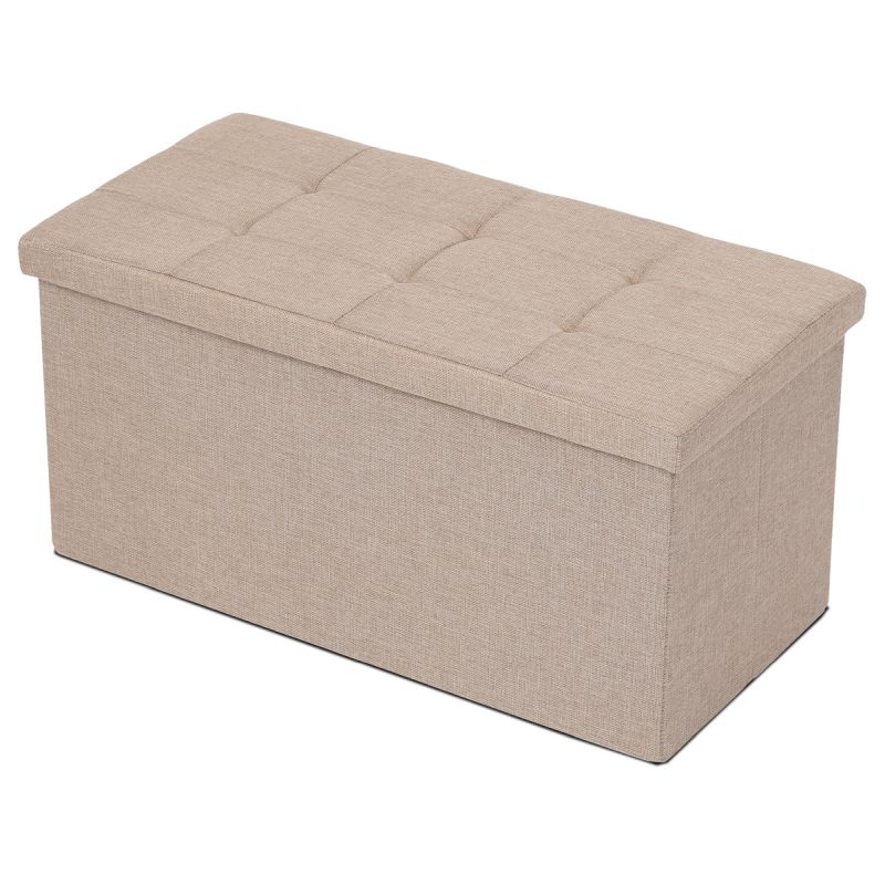 Taburetka s úložným priestorom, látka krémová