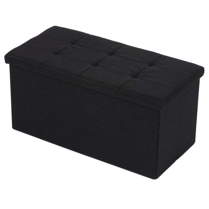 Taburetka s úložným priestorom, látka čierna