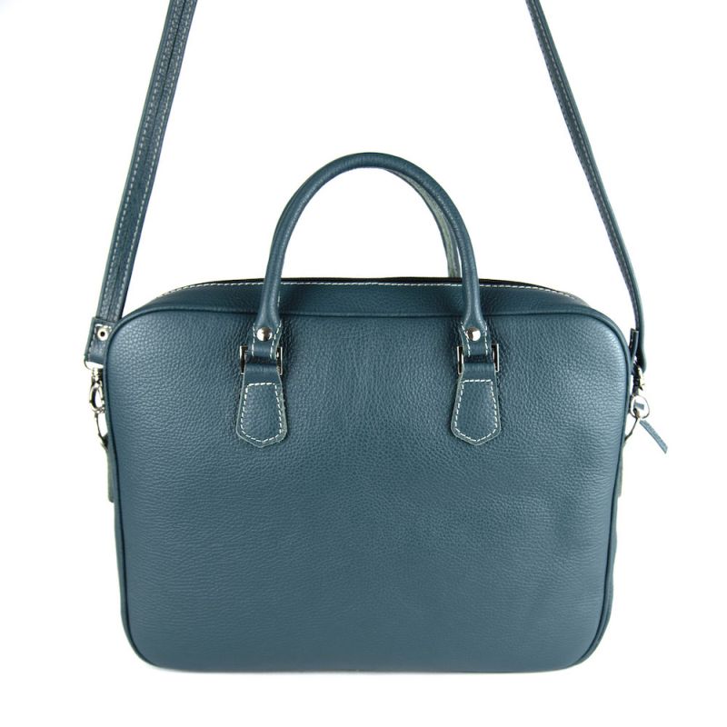 Kožená pracovná cestovná taška v petrolejovej farbe