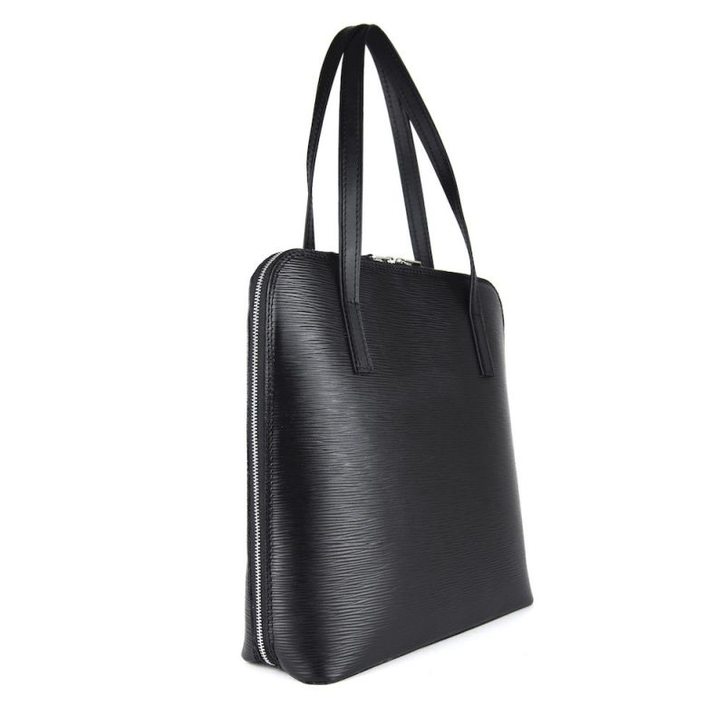 Luxusná kožená kabelka 8192 s reliéfnym dezénom kože v čiernej farbe