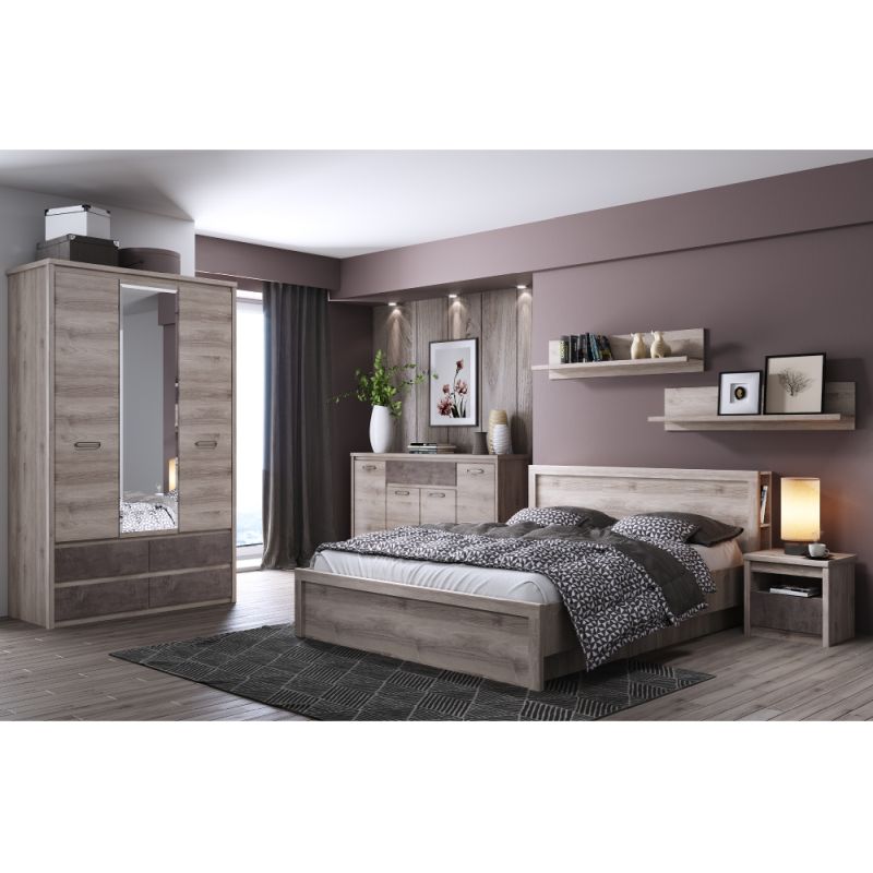 Kombinovaná komoda 4D1S, gaštan nairobi-onyx