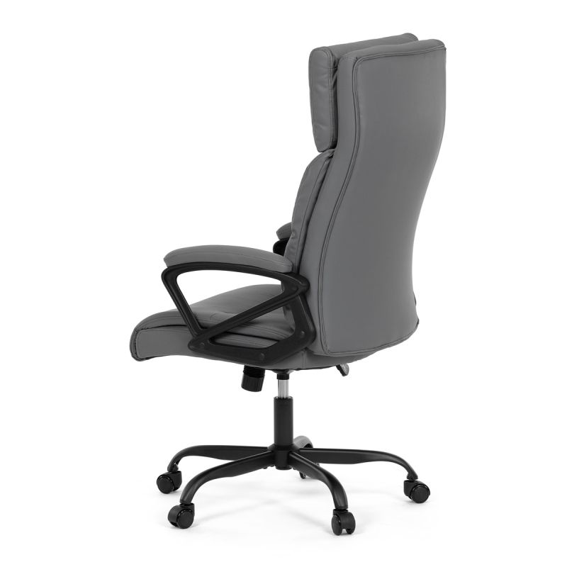 Pohodlná kancelárska stolička, sivá ekokoža, kovový kríž