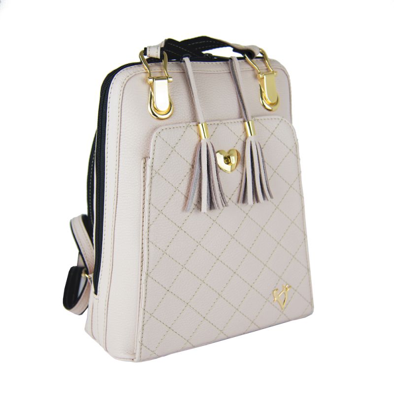 Luxusný kožený ruksak z pravej hovädzej kože 8668 v ružovej farbe