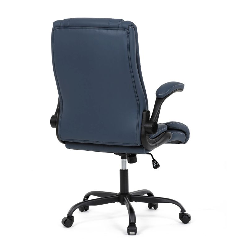 Pohodlná moderná kancelárska stolička, tmavo modrá ekokoža