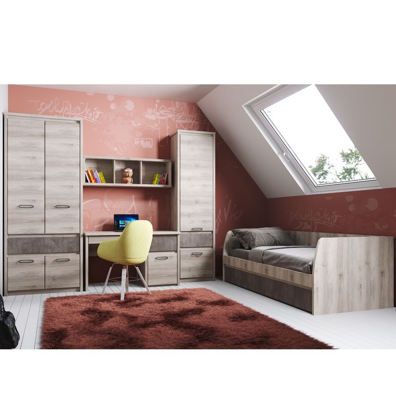 PC stôl so skrinkou a šuplíkom, gaštan nairobi-onyx