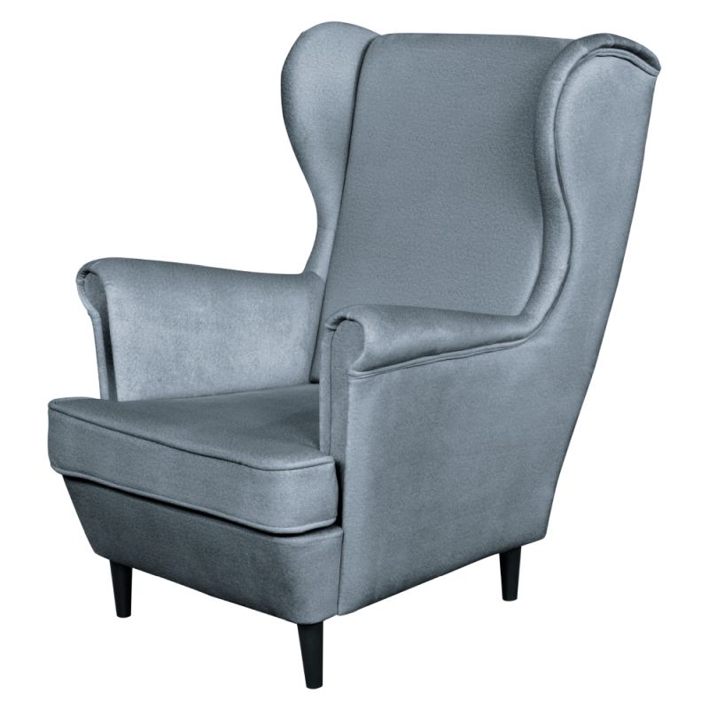 Komfortné kreslo ušiak, sivá-wenge