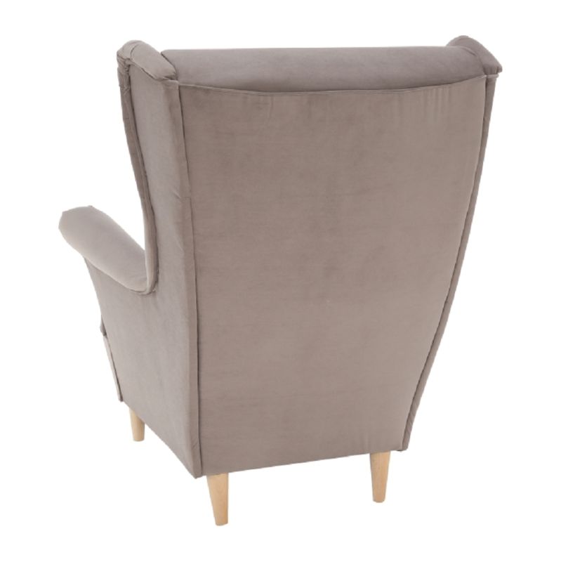 Moderné kreslo ušiak, béžovosivá-buk