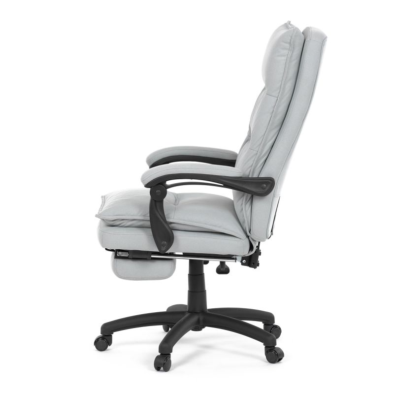 Luxusné kancelárske kreslo s podnožkou, poťah svetlo šedá látka