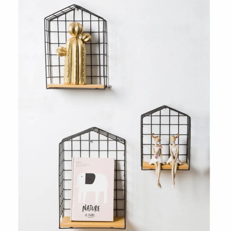 Set 3 poličiek, prírodná-čierna