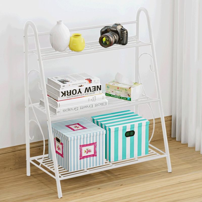 Regál kovový , 3-policový, biela