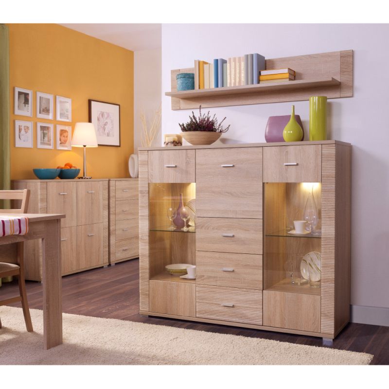 Polica závesná 140, dub sonoma