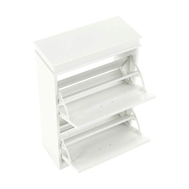 Botník s výklopnými šuplíkmi, 2-radový, biela