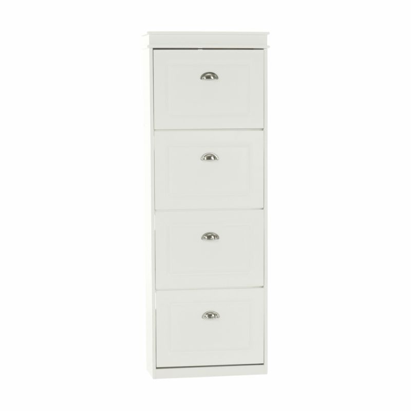 Botník s výklopnými šuplíkmi, 4-radový, biela