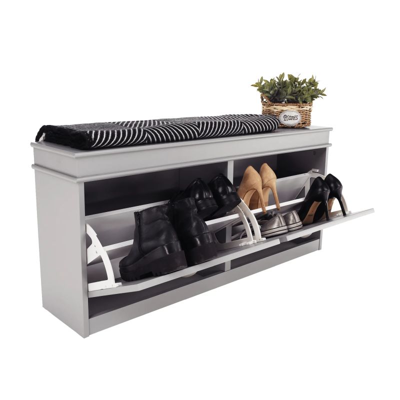 Botník s dvomi výklopnými šuplíkmi, sivá