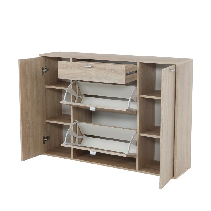 Botník 1x šuplík a 2x vyklápacie zásuvky, dub sonoma