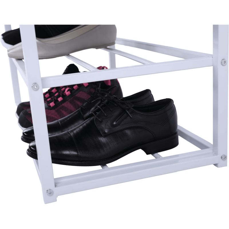 Kovová lavica s botníkom, čierna-biela