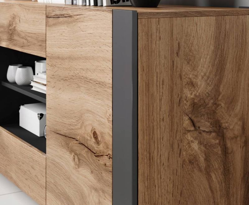 Komoda pod televízor, dub wotan-antracyt