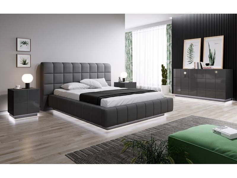 Set nočných stolíkov v lesku, graphite