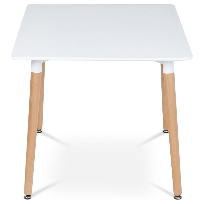 Štvorcový jedálenský stôl s bielou MDF doskou 80x80