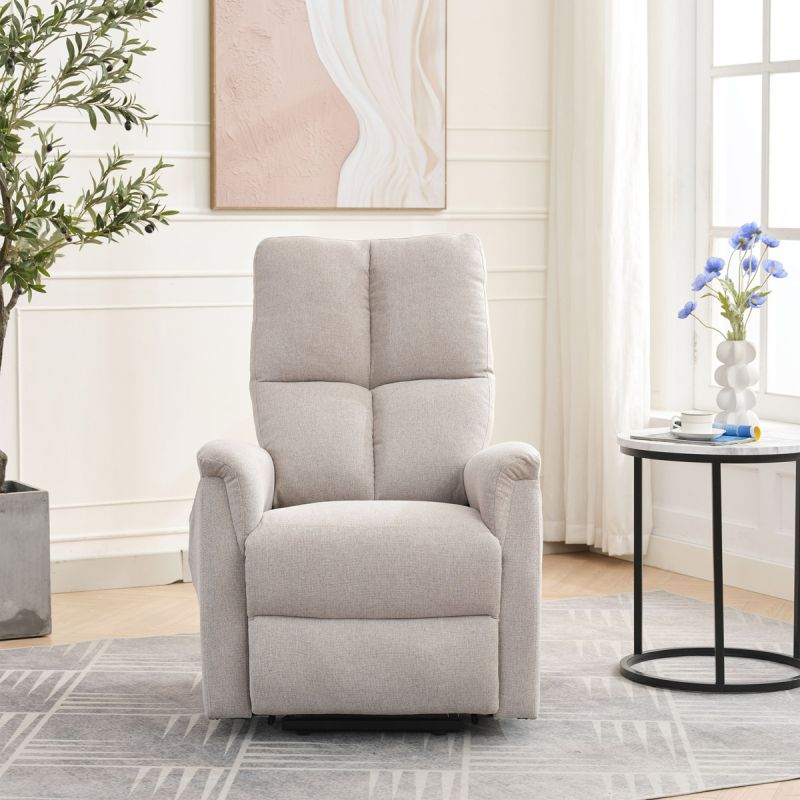 Relaxačné masážne kreslo s ohrevom, krémová látka