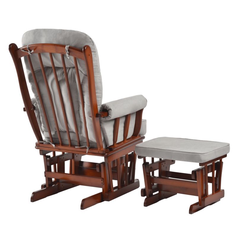 Hojdacie kreslo s podnožou, orech-sivá