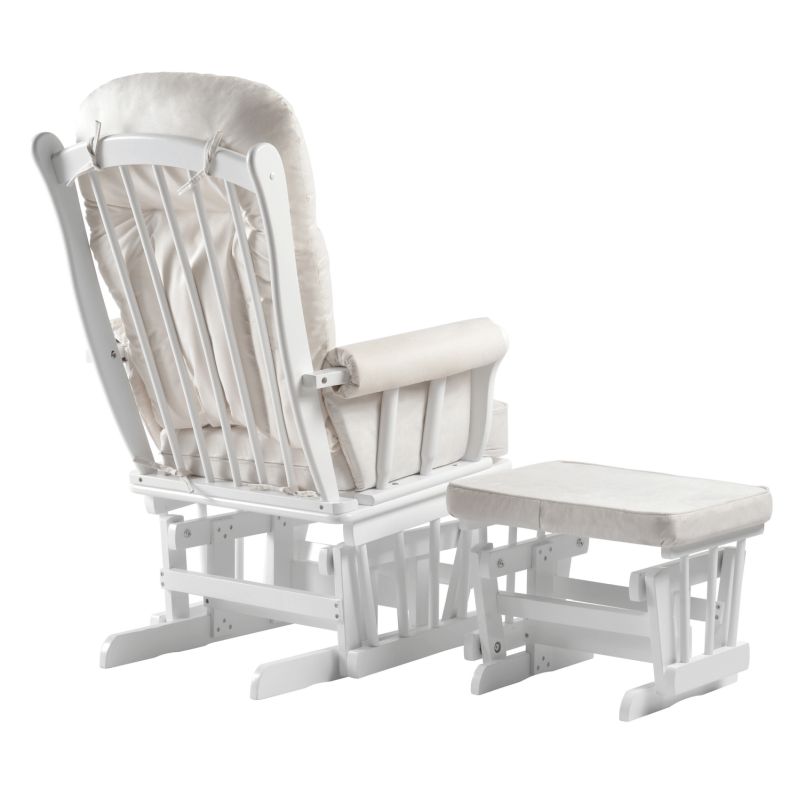 Hojdacie kreslo s podnožou, biela-krémová