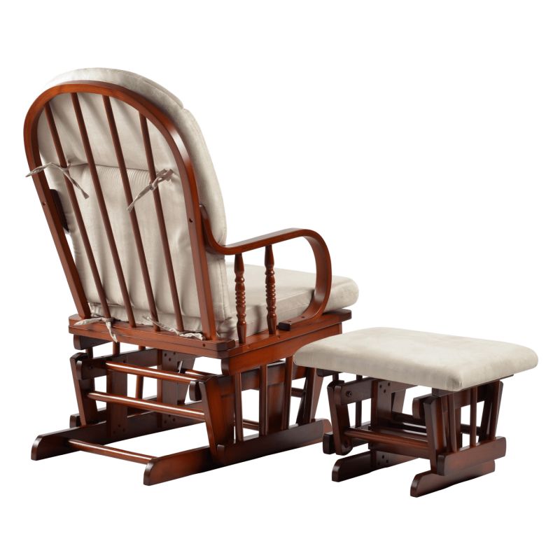 Hojdacie kreslo s podnožou, orech-béžová