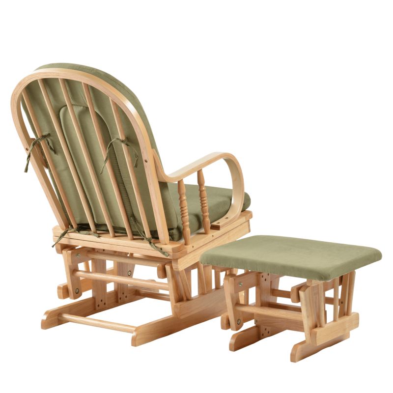 Hojdacie kreslo s podnožou, prírodná-zelená