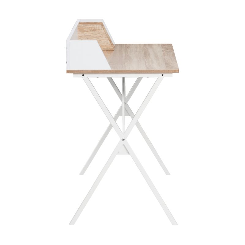 Jednoduchý praktický PC stôl, dub svetlý-biela