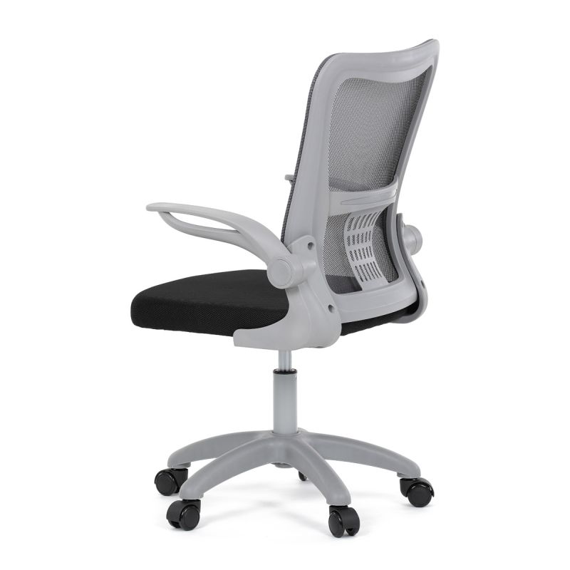 Kancelárska stolička, tmavo šedá sieťovina, šedý plast