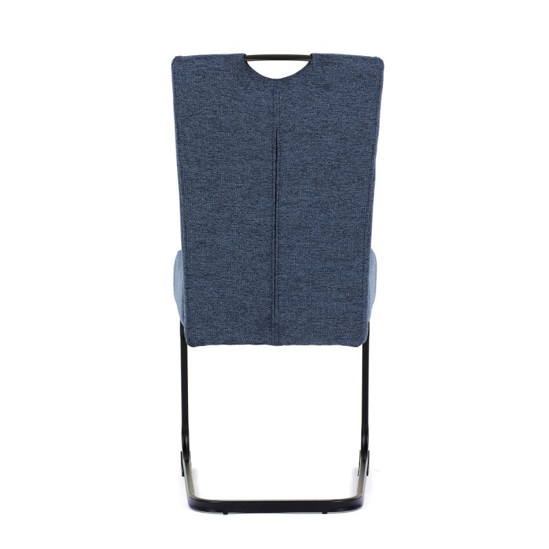 Stolička jedálenská, taštičkové pružiny, modrá látka, čierny kov