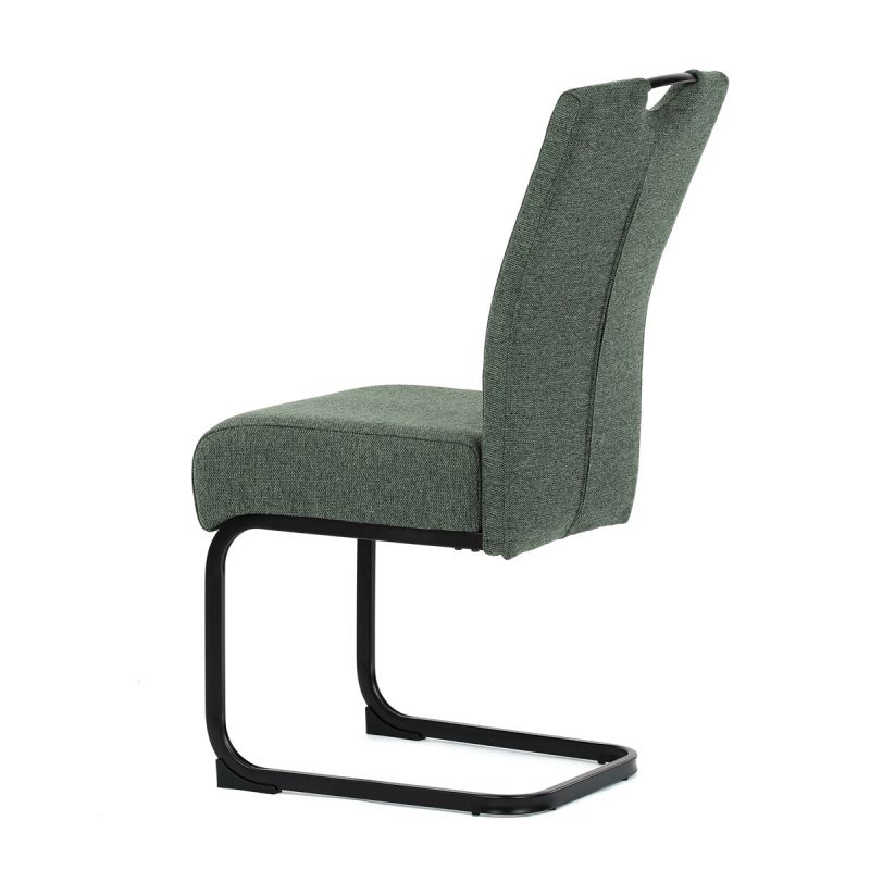 Stolička jedálenská, taštičkové pružiny, zelená látka, čierny kov