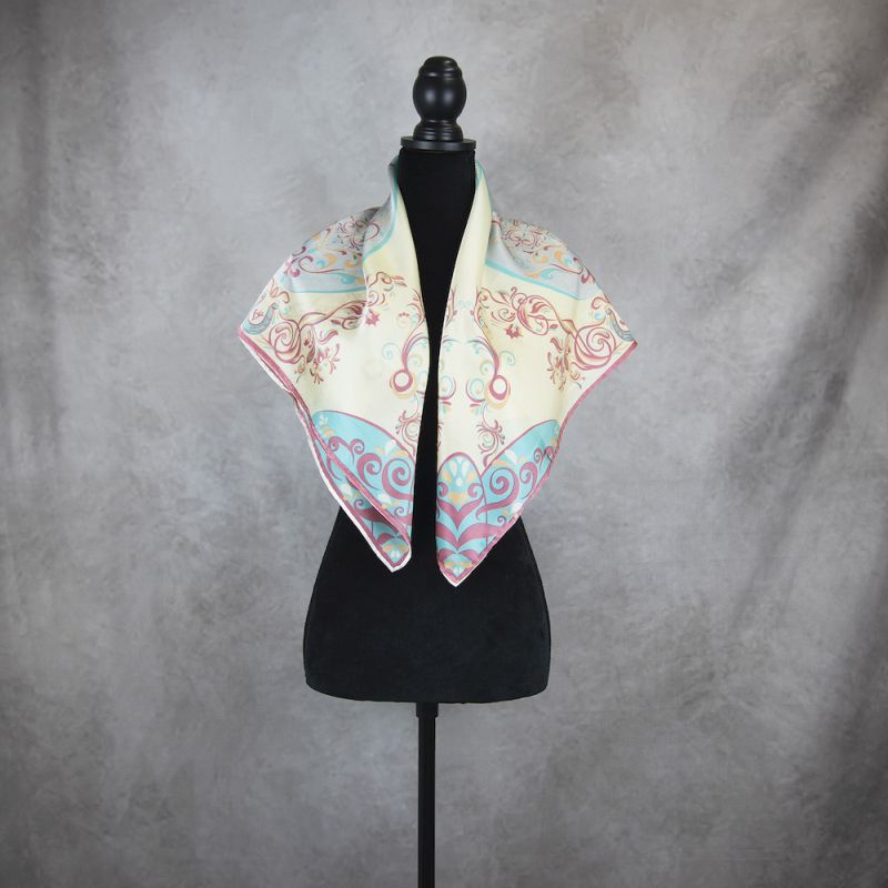 Hodvábna šatka ORNAMENT VZOR_7, 90 x 90cm, Vyrobená na Slovensku