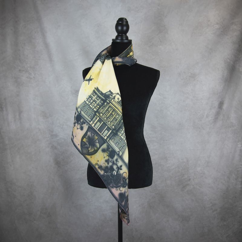 Módna hodvábna šatka SLOVENSKO MIX FARIEB_5, 90 x 90cm, Made in SLOVAKIA