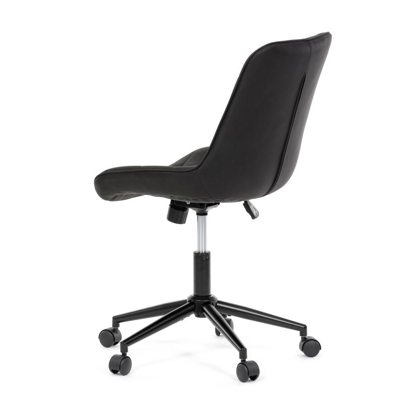 Stolička kancelárska, čierna látka v dekore brúsenej kože, čierny kovový kríž