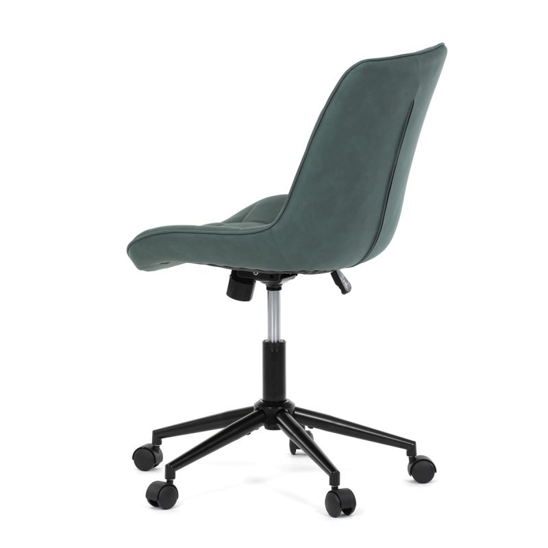 Stolička kancelárska, zelená látka v dekore brúsenej kože, čierny kovový kríž