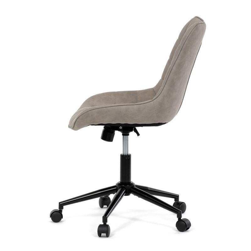 Stolička kancelárska, béžová látka v dekore brúsenej kože, čierny kovový kríž