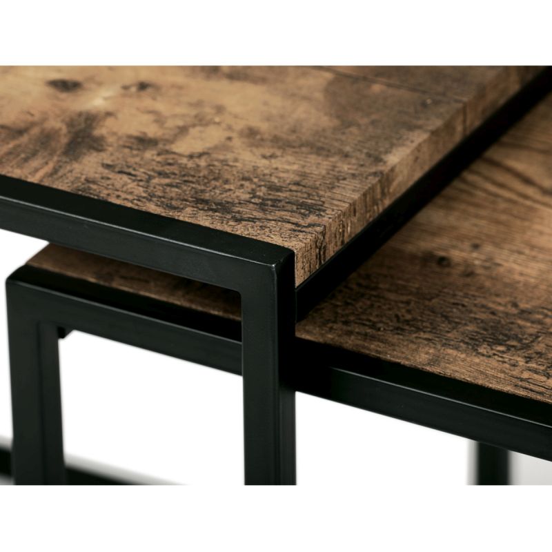 Set 3 ks odkladacích stolíkov, MDF, dekor staré drevo