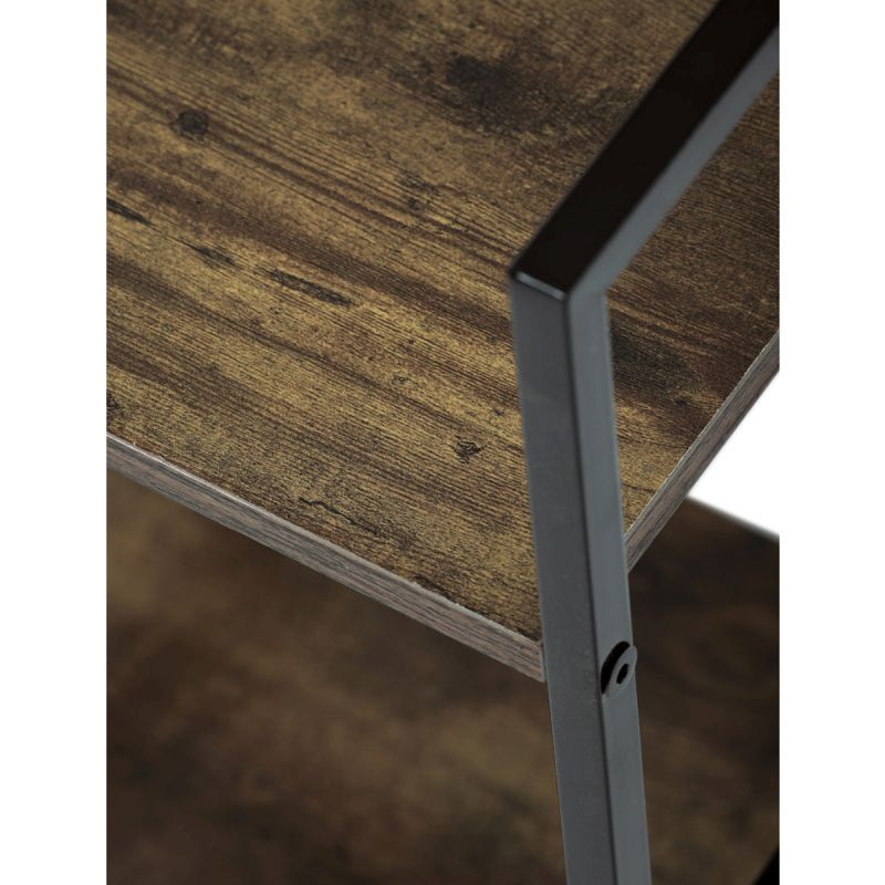 Regál, 5 políc, dekor staré drevo-čierny lak s výstuhou v tvare X